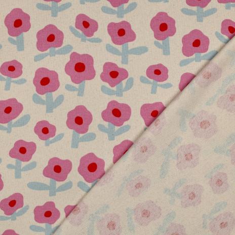 0,5 MTR. ♥ RIPPSTRICK RETRO BLOOM DAISIES PINK JERSEY  ♥