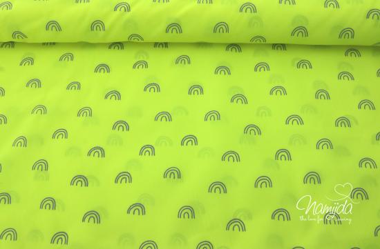 0,5 MTR. ♥ REFLEKTIERENDER REGENJACKEN STOFF RAINBOW - NEON GELB/GRAU ♥ -
