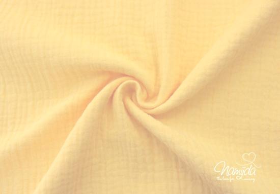 0,5 MTR. ♥ DouBLE GAUZE - Musselin VANILLE GELB - Baumwollstoff ♥