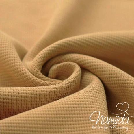 0,5 MTR.  WAFFEL STRICKJERSEY 100% BAUMWOLLE - CuRRY