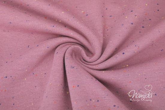 0,5 MTR.Kuschliger KONFETTI SWEAT ALTMAUVE MELANGE - bunte Tupfen - Farbeffekte