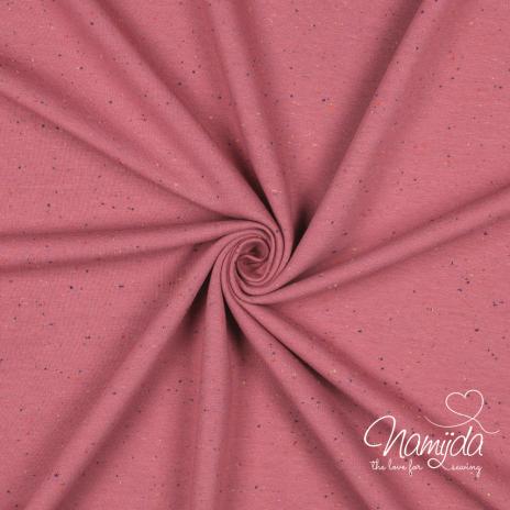 0,5 MTR.Kuschliger KONFETTI SWEAT ALTMAUVE MELANGE - bunte Tupfen - Farbeffekte