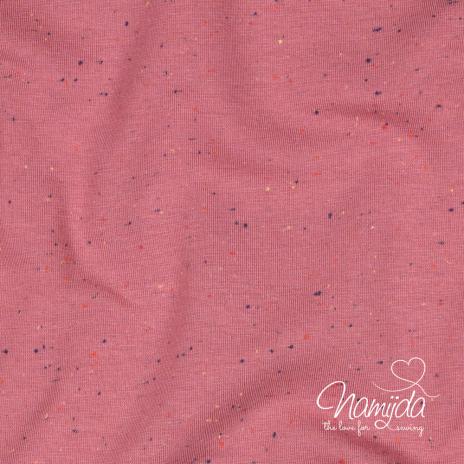 0,5 MTR.Kuschliger KONFETTI SWEAT ALTMAUVE MELANGE - bunte Tupfen - Farbeffekte
