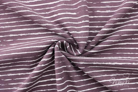 0,5 MTR. ♥ Different Stripes JERSEY - Aubergine/Weiss - 0,5CM