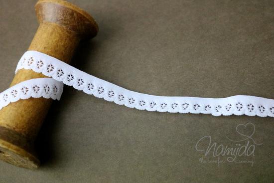 1 MTR. ♥Elastische Spitze - Ziergummi - Weiss - 1,2cm ♥