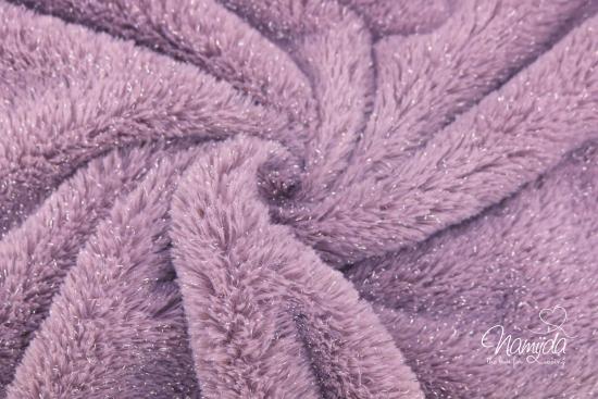 0,5 MTR. ♥ KUSCHELWEICHER LUREX TEDDY ANTIK LILA ♥ 