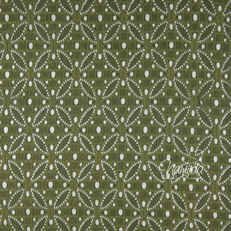 0,5 MTR. ♥ Elastische Spitze ORNAMENT BLüTE - Khaki - Spitzenstoff ♥