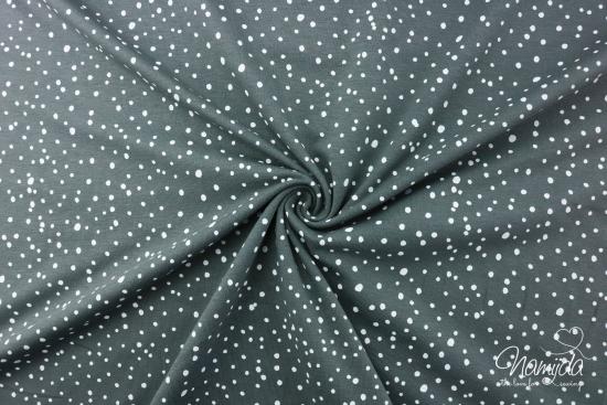 0,5 MTR. ♥ Jersey Different Dots  GRAU  / Weiss - Punktejersey ♥
