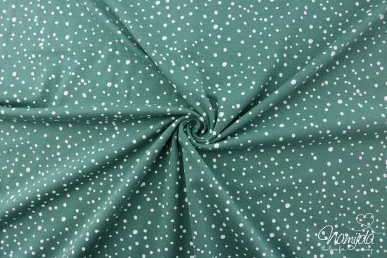 0,5 MTR. ♥ Jersey Different Dots  DustyMint  / Weiss - Punktejersey ♥