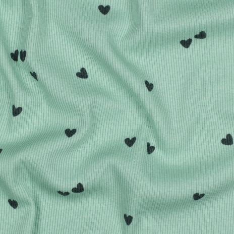 0,5 MTR. ♥ RIPPSTRICK JERSEY HERZCHEN - MINT ♥