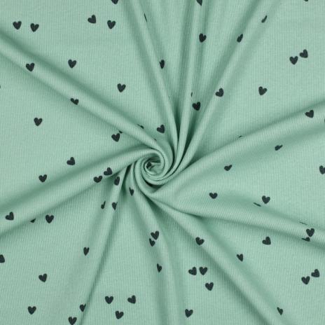 0,5 MTR. ♥ RIPPSTRICK JERSEY HERZCHEN - MINT ♥