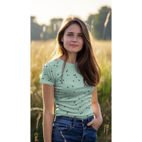 0,5 MTR. ♥ RIPPSTRICK JERSEY HERZCHEN - MINT ♥