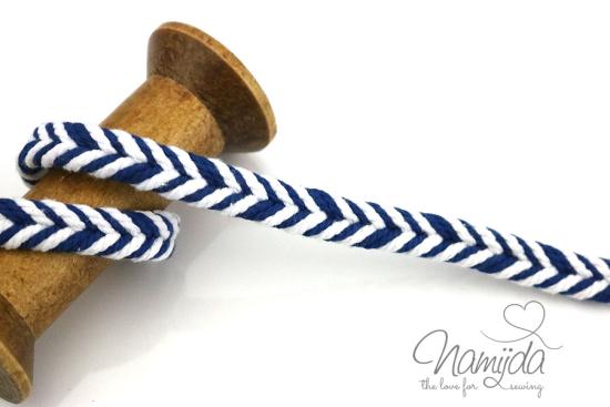 1 MTR. ♥ FLECHT KORDEL NaVY/WeiSS - 10mm ♥