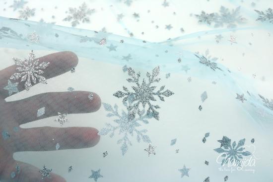 0,5 MTR. ♥ WEICHER EISKRISTALL TüLL EISBLAU ♥
