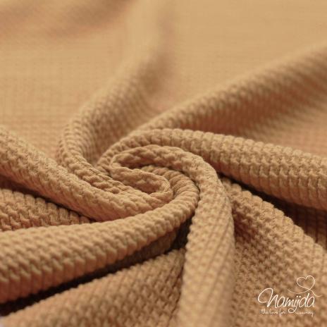 0,5 MTR. ♥ MINI WAFFEL ZOPFMUSTER STRICKJERSEY - CAMEL ♥