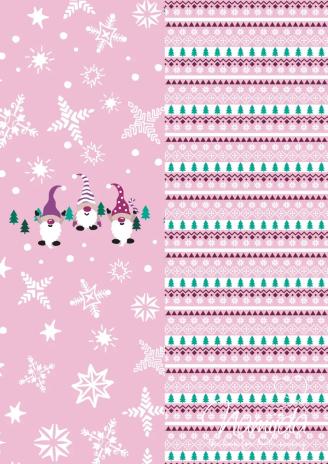 1 PANEL ♥ XMAS WEIHNACHTSWICHTEL ROSE FRENCH TERRY ♥