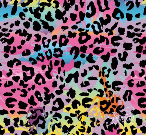 0,5 MTR. LEO MULTICOLOR SPLASH PINK - FRENCH TERRY