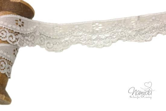 1 MTR. ♥ Elastische SPITZENBORTE - SAND - 3,5cm ♥