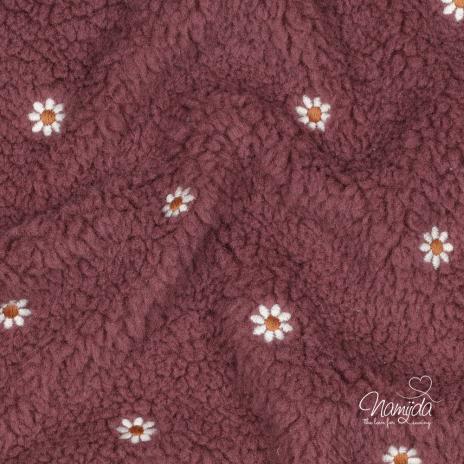 0,5 MTR. ♥ DAISIES TEDDY  ALTMAUVE/AUBERGINE ♥