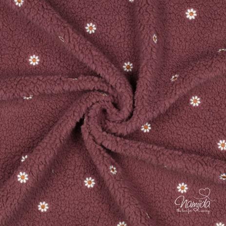 0,5 MTR. ♥ DAISIES TEDDY  ALTMAUVE/AUBERGINE ♥