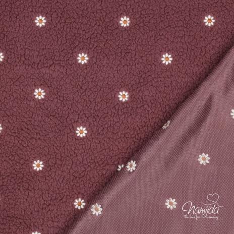0,5 MTR. ♥ DAISIES TEDDY  ALTMAUVE/AUBERGINE ♥