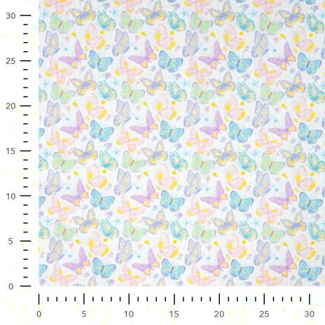 0,5 MTR. PASTELL COLOURFUL SCHMETTERLINGE BAUMWOLLE