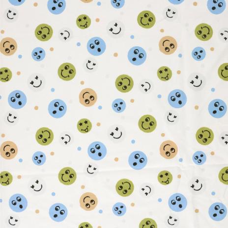 0,50 MTR. ♥ SMILEY COLOURFUL BLAU JERSEY ♥