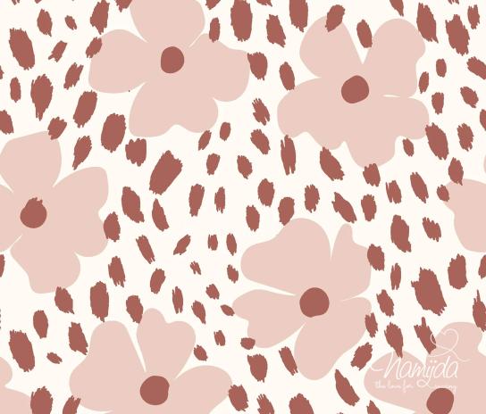 0,50 MTR. PASTELL FLOWERS ROSE JERSEY