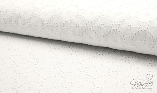 0,5 MTR. ♥ LOCHSTICKEREI - CIRCLES STICKEREI - BAUMWOLLE - WEISS ♥
