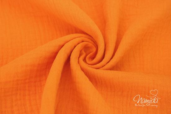 0,5 MTR. ♥ DouBLE GAUZE - Musselin NEON ORANGE - Baumwollstoff ♥