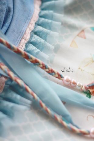 1 MTR. ♥ GEFLOCHTENE KORDEL - ROSE/HeLLBLAU/CREME  - 8mm ♥