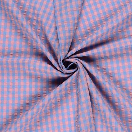 0,5 MTR. SEERSUCKER KAROS FLIEDER/DUSTY BLUE BAUMWOLLE