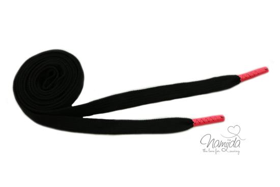 1 STüCK - Hoodie Band Flach - SCHWARZ/KORDELSTOPPER NEON PINK