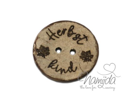 1 Stück ♥ EIGENPRODUKTION KOKOSKNOPF - HERBSTKIND - 22 mm ♥