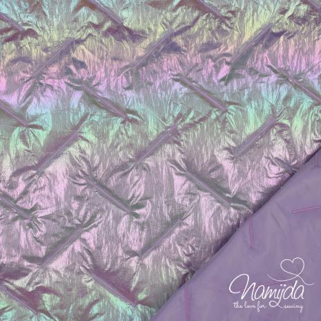 0,5 MTR. ♥ RAINBOW SHINY ABGESTEPPTER JACKENSTOFF - FLUOREZIEREND ♥