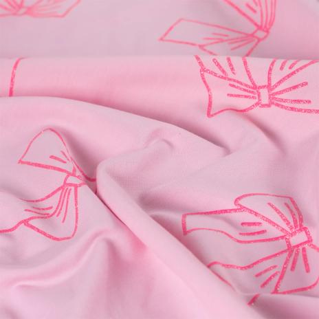 0,5 MTR. GLITTER SCHLEIFCHEN PINK - FRENCH TERRY