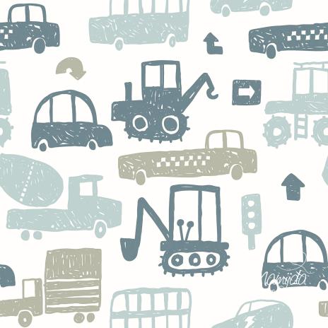 0,5 MTR.  CARS GO BLUE - FRENCH TERRY