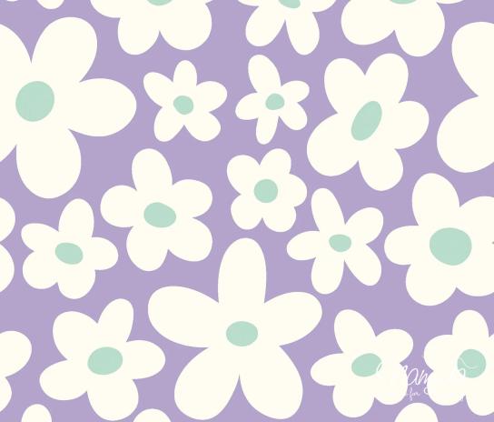 0,50 MTR.  FLOWERS LAVENDEL JERSEY