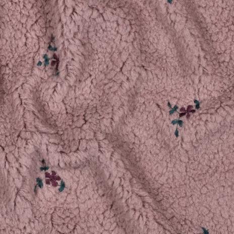 0,5 MTR. ♥ TEDDY GESTICKTE BLÜMCHEN MAUVE ♥