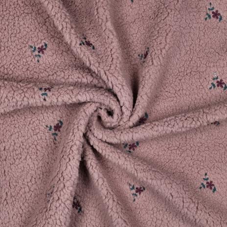 0,5 MTR. ♥ TEDDY GESTICKTE BLÜMCHEN MAUVE ♥