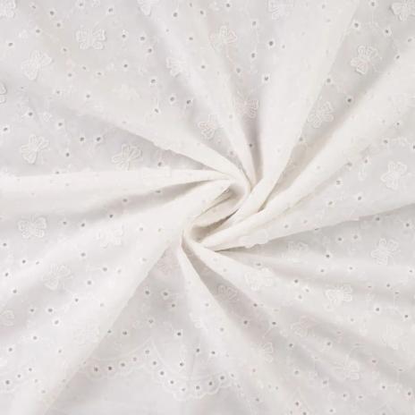 0,5 MTR. SCHMETTERLINGE GESTICKT MIT BOGENKANTE NATUR BAUMWOLLE