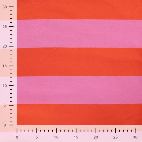 0,50 MTR. XL STREIFEN ORANGE ROSA - FRENCH TERRY