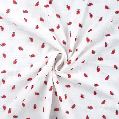 0,5 MTR.  ♥ MARIENKÄFER MUSSELIN NATUR ♥