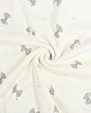 0,5 MTR. ♥ RIPPSTRICK ROSY BOWS DUSTY MINT JERSEY  ♥