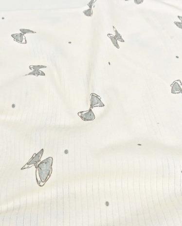 0,5 MTR. ♥ RIPPSTRICK ROSY BOWS DUSTY MINT JERSEY  ♥