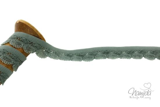 1 MTR. ♥ Elastische BOGENSPITZE - Ziergummi - KHAKI LIGHT - 1,8cm ♥