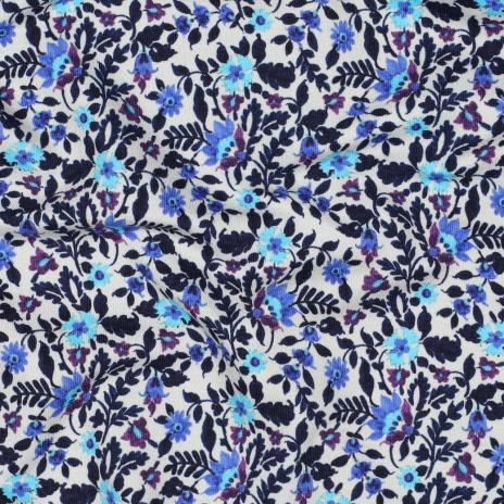 0,5 MTR. FROZEN WINTERBLÜMCHEN TÜRKIS/AUBERGINE FRENCH TERRY
