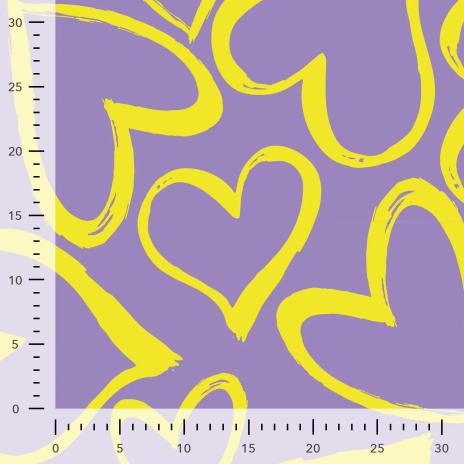 0,50 MTR. NEON HEARTS HELL LILA SOFT SWEAT FRENCH TERRY