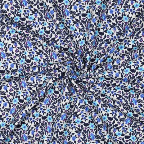 0,5 MTR. FROZEN WINTERBLÜMCHEN TÜRKIS/AUBERGINE FRENCH TERRY