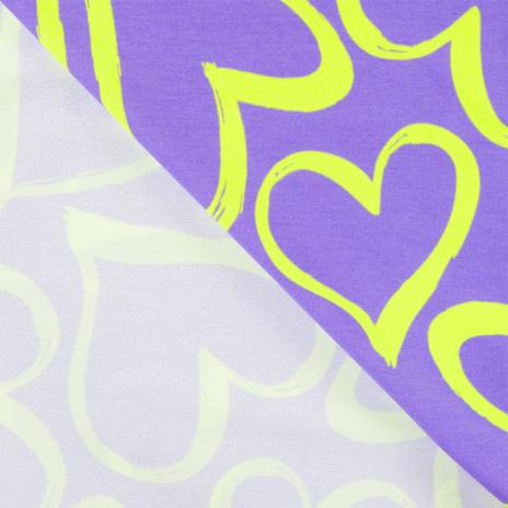0,50 MTR. NEON HEARTS HELL LILA SOFT SWEAT FRENCH TERRY